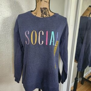 Wildfox Navy Multicolor 'SOCIAL' Sweater